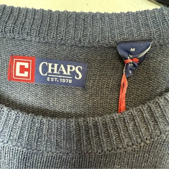 Chaps Men's Preppy Blue Sweater with Flag Design - Picture 5 of 6
